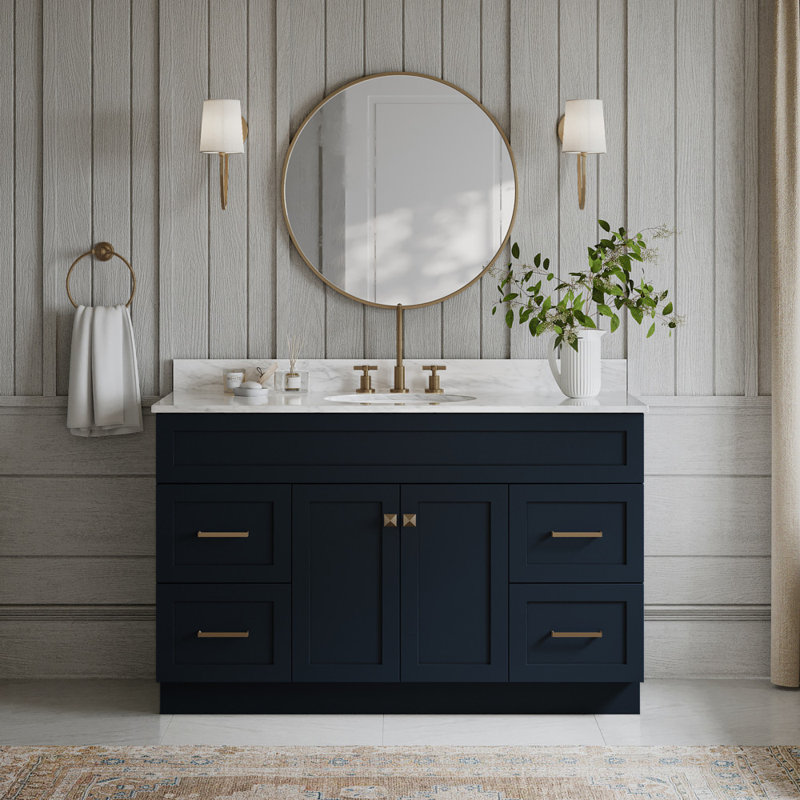 Base de meuble-lavabo simple 54 po Paulla seulement, Bleu minuit