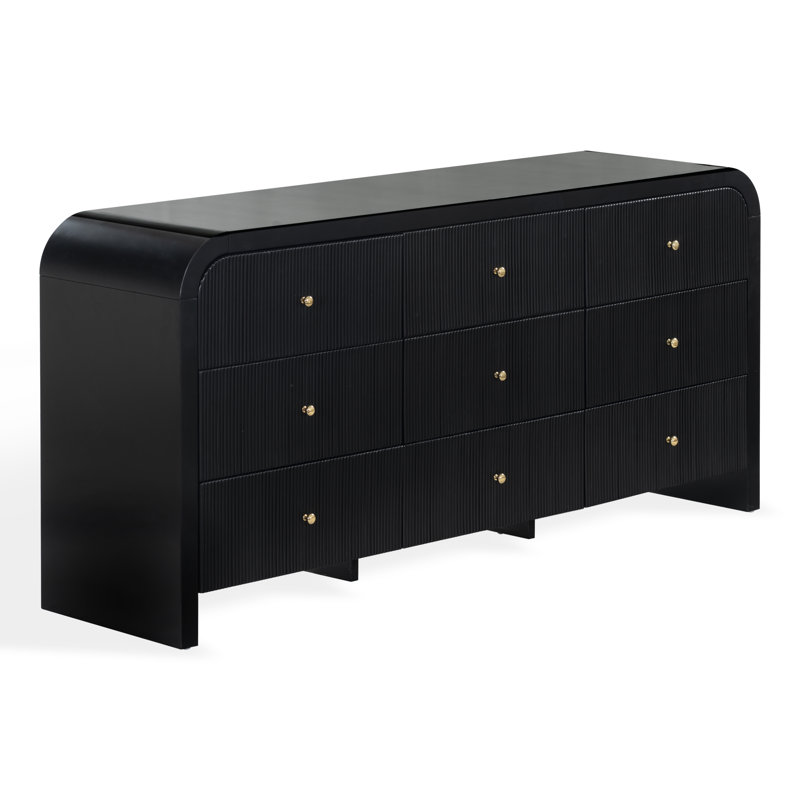 Commode 9 tiroirs Liabella, Noir