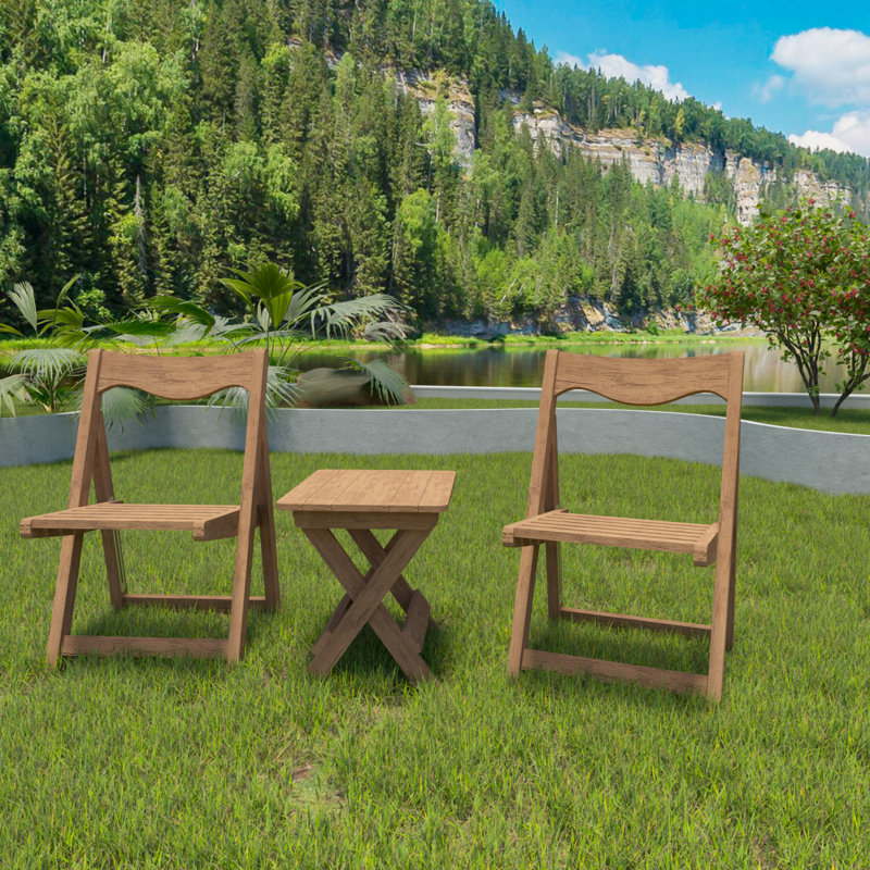 Ensemble de bistro et de table rectangulaire pliable avec ensemble de chaises et table rectangulaire, Teck