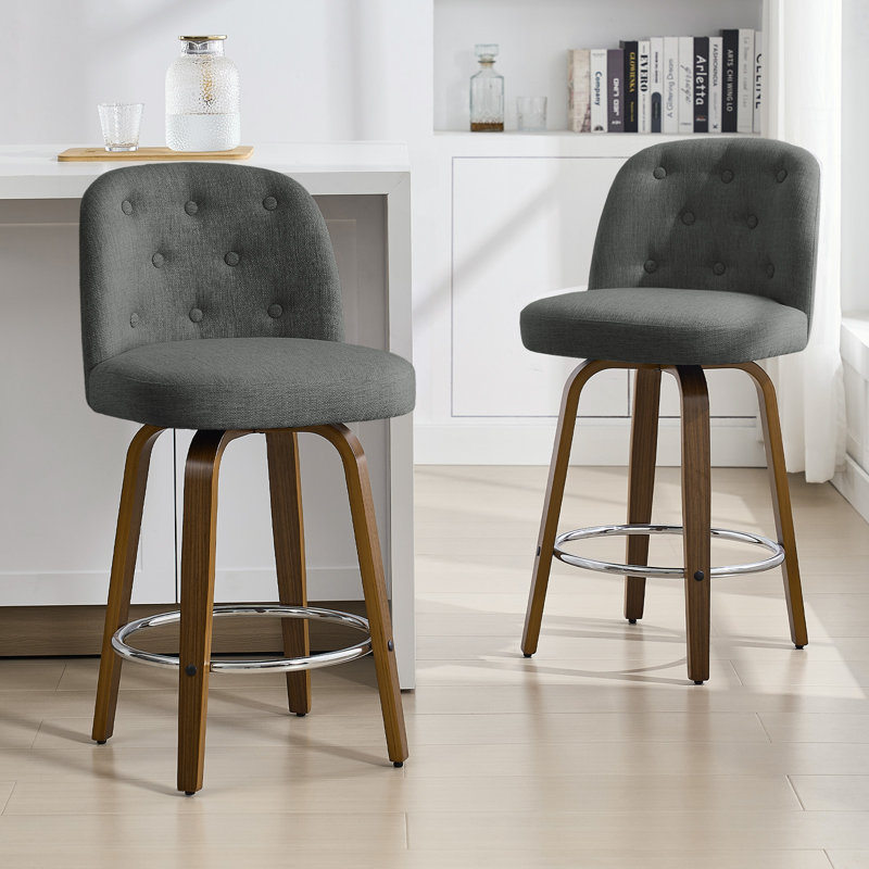 Tabouret de bar et de comptoir pivotant rembourré, Gris foncé, 1, Tabouret de comptoir (siège d'une hauteur de 26 p