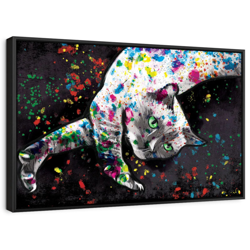 Animal "Peinture murale chat siamois", H 21 po x l 31 po