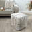 Light Gray/Ivory Transitional Medallion Cube Ottoman Pouf