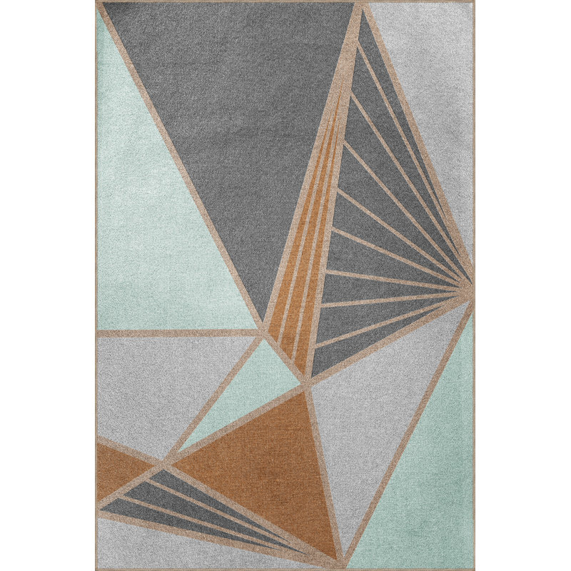 Multi-Colored Mixed Geometric Triangle Shape Patterned Creative Modern Decorative Rug, Rectangle 3'3" x 4'11"