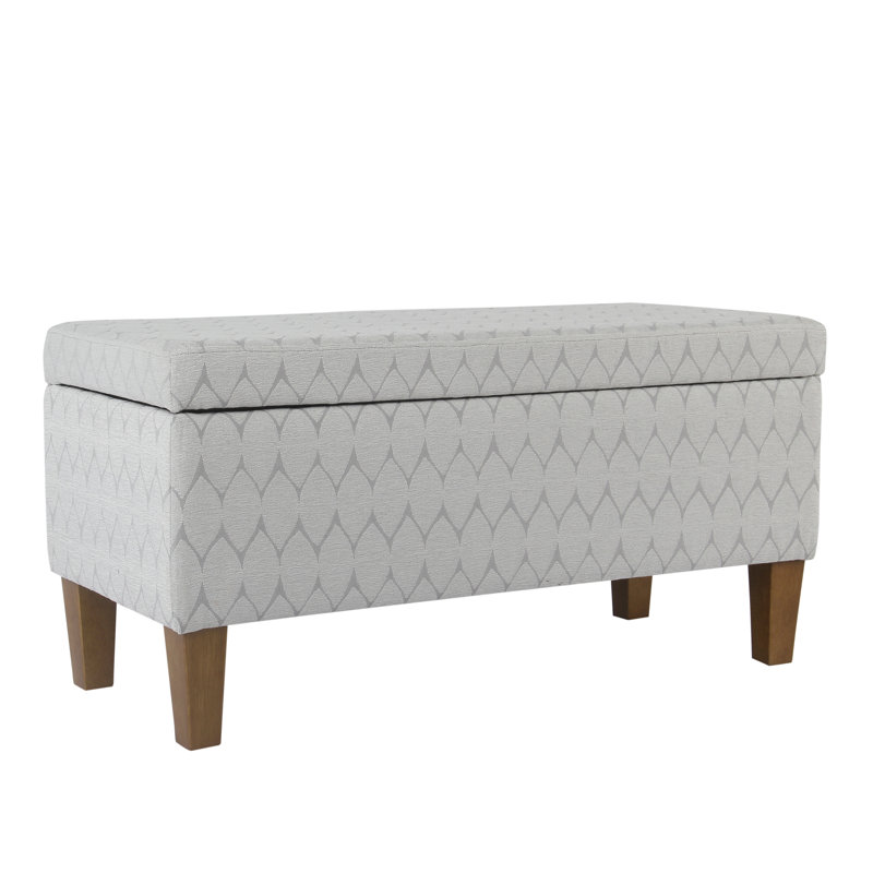 Genoveva Upholstered Storage Bench, Gray Abstract, Brown