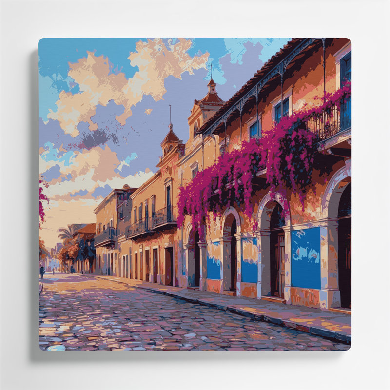 Art mural en métal brun avec villes de Porto Rico, H 12 po x l 12 po