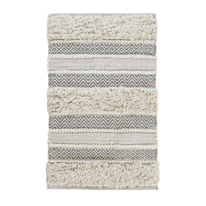 Tapis pour salle de bain Asher, Naturel / gris, L 32 po x l 20 po