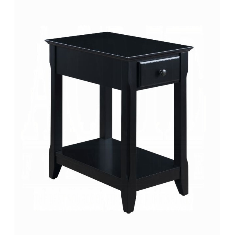 Symmons 1-Drawer Side Table with Bottom Shelf, Black