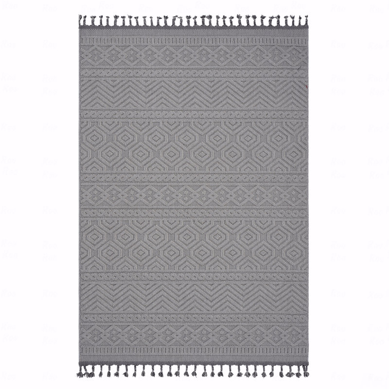 Tapis intérieur / extérieur 4 pi x 6 pi à motif géométrique, Rectangle 4 pi x 6 pi 2 po