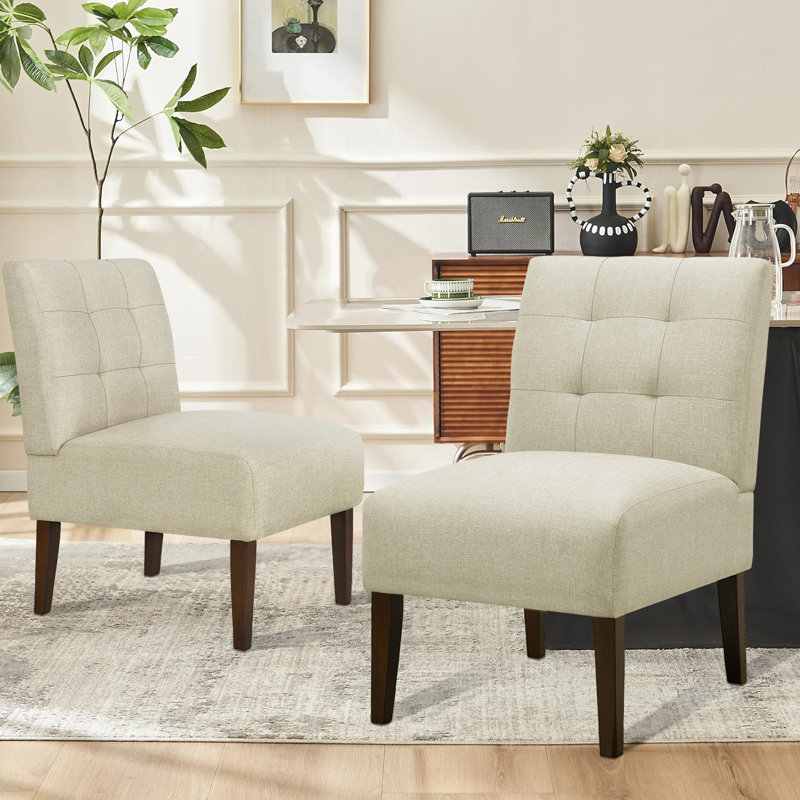 Ensemble de 2 fauteuils de chambre Morden, Polyester beige