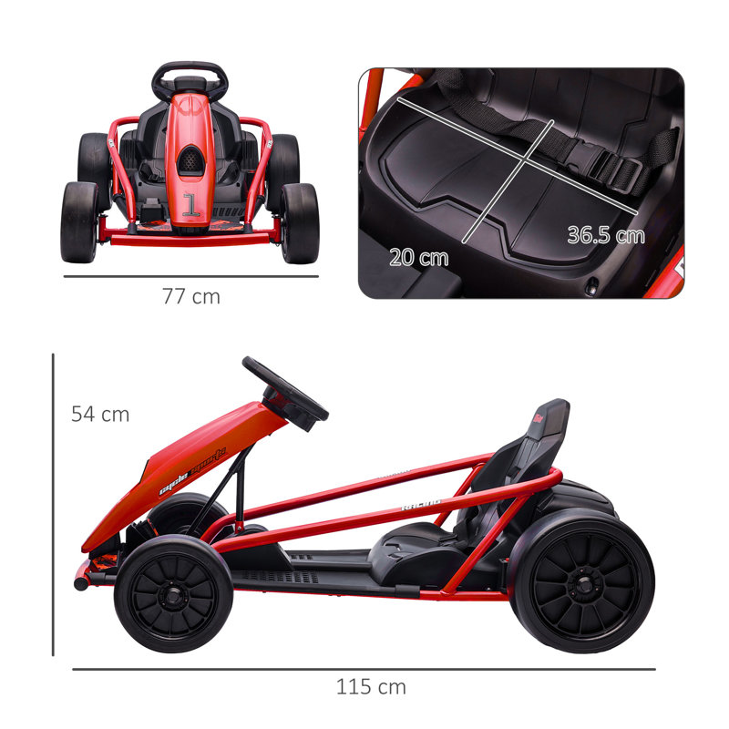 HOMCOM 24V 1 Seater All-Terrain Vehicles Battery Powered Ride On, Red