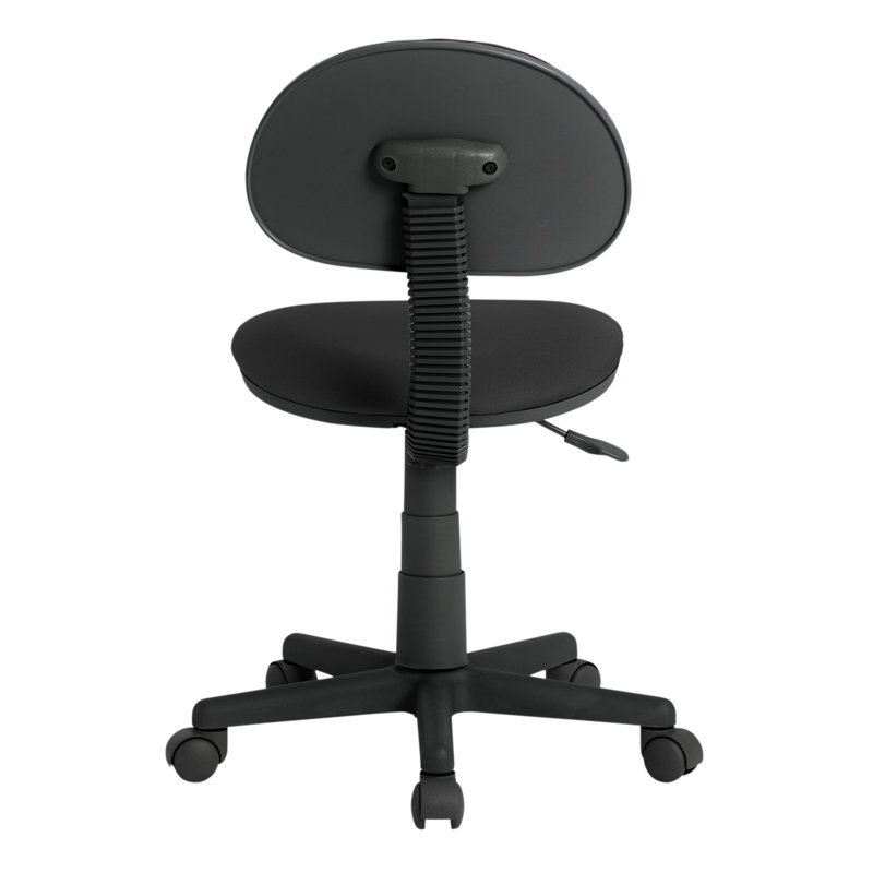 ErgoComfort Armless Black Swivel Task Chair with Pneumatic Height Adjustment