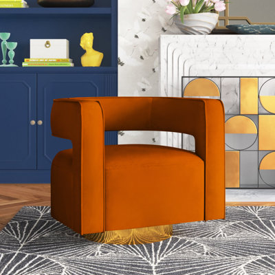 Fauteuil demi-tonneau pivotant en velours Aysha