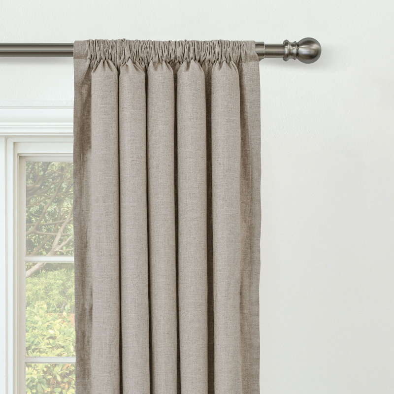 Brisa Linen Blend Room Darkening Curtain, Natural, 96" W x 84" L