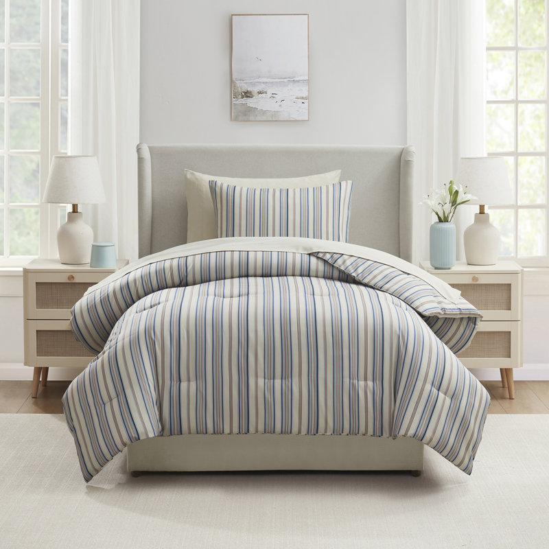 Ensemble d'édredon à lit rayé 5 pièces avec draps et taie d'oreiller Nestl, Twin Comforter + 4 Additional Pieces