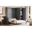 Grand lit gris qui maximise l'espace, le confort et le style contemporain pour une utilisation efficace de l'espace
