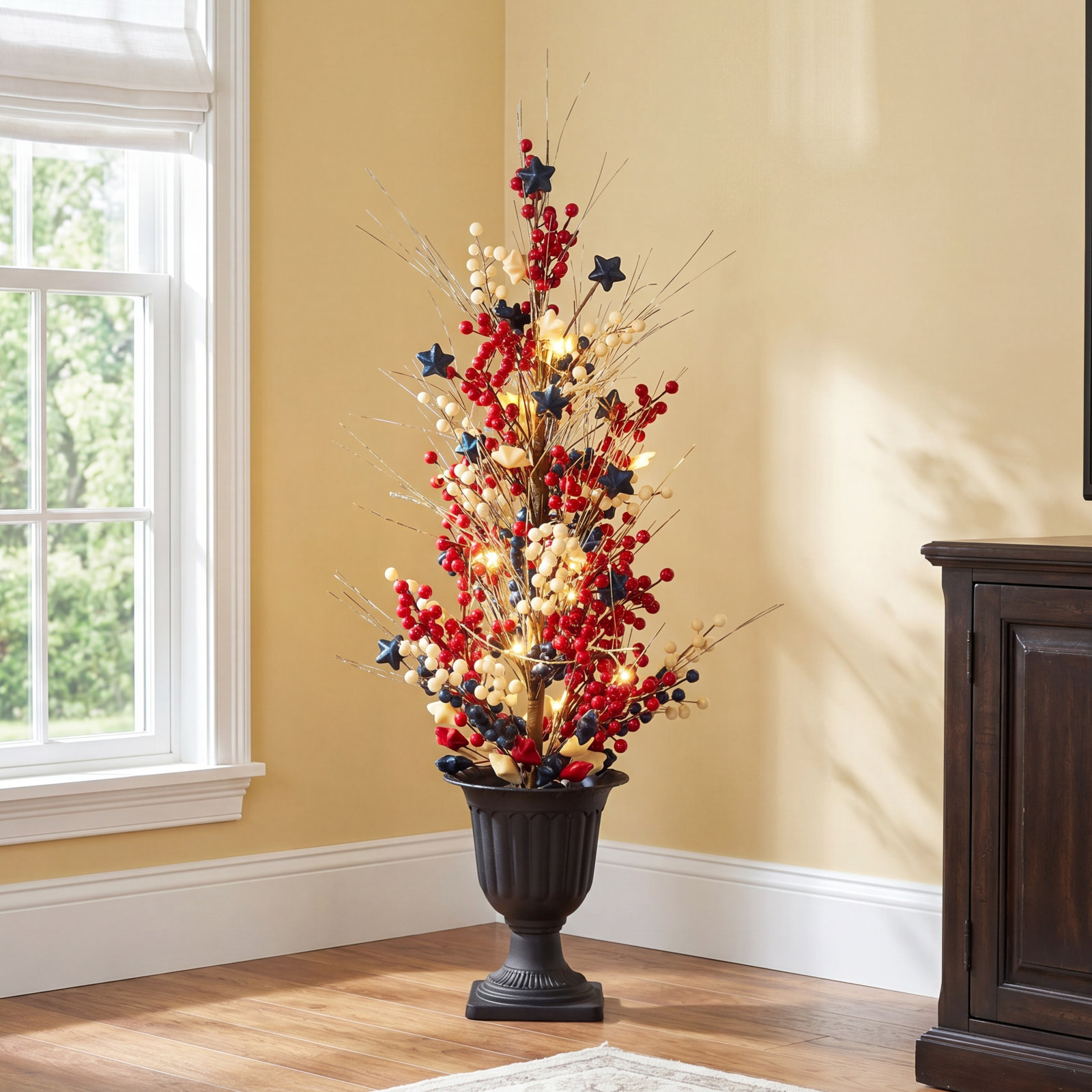 Lighted Patriotic Berry Tabletop Tree
