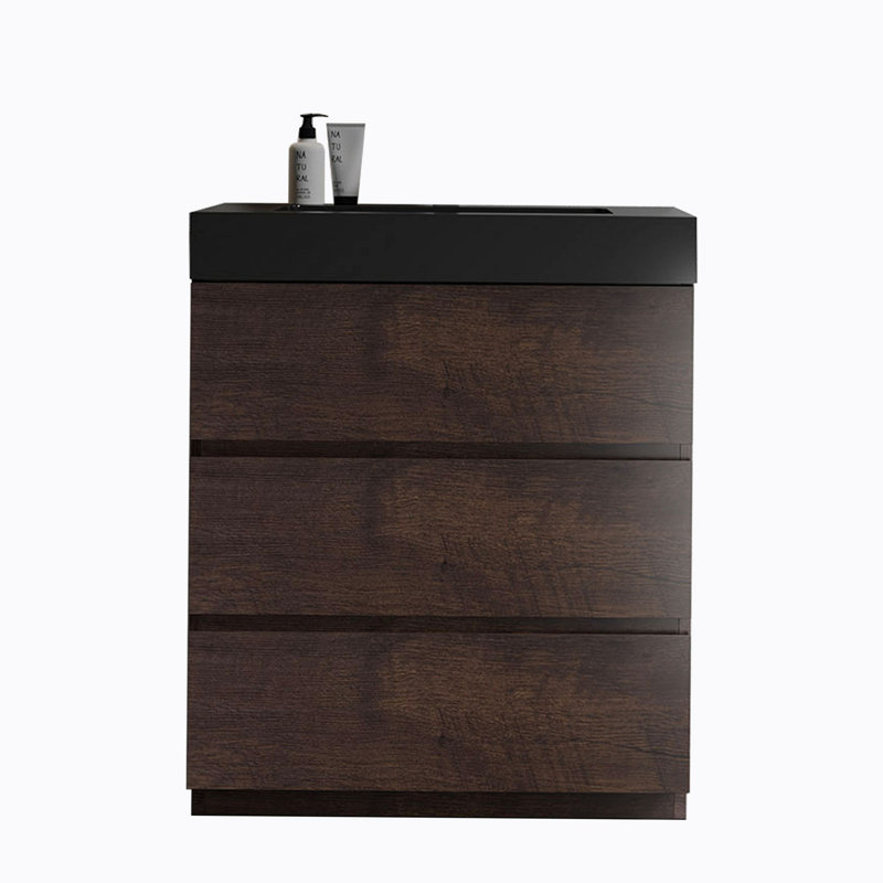 Meuble-lavabo sur pied simple 29,9 po avec plateau Malarie, Noyer