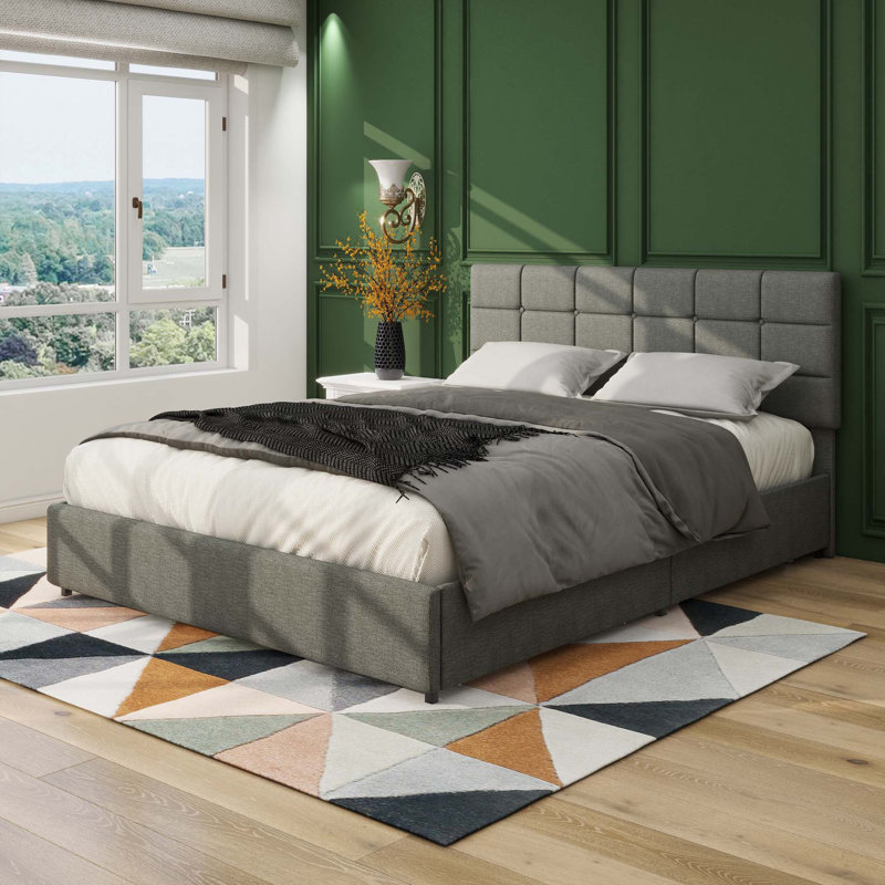 Upholstered Storage Bed, Full / Double, Gray Incorrect