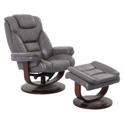 Carolynn 33.5" Wide Leather Match Manual Swivel Ergonomic Recliner with Ottoman