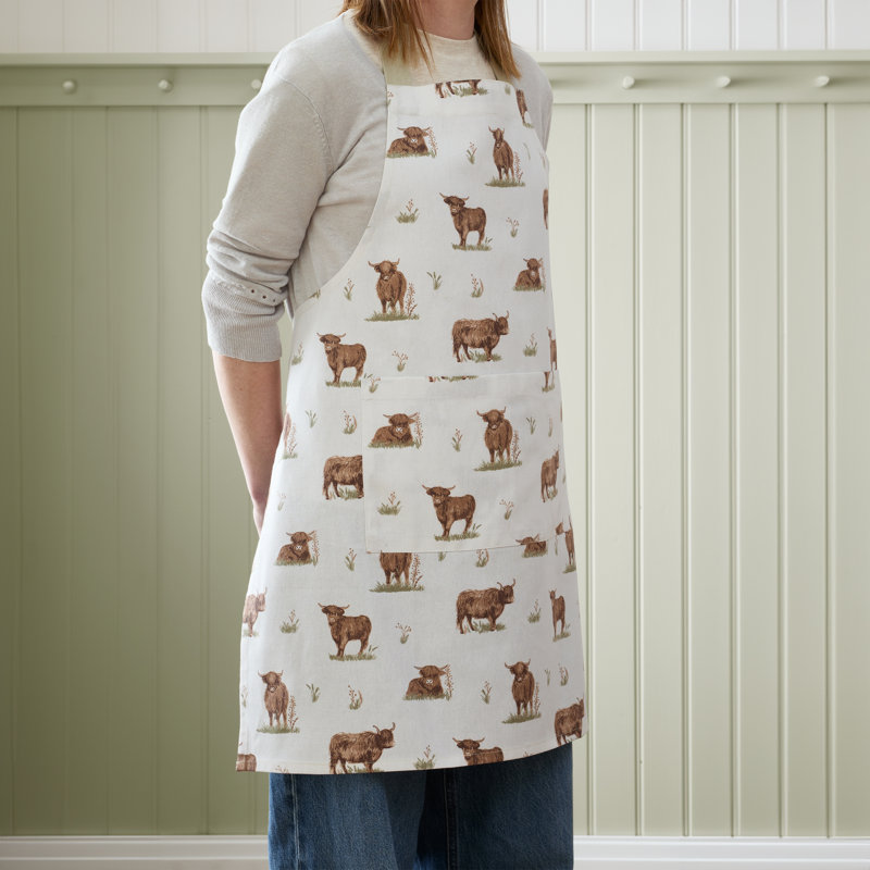 Angus Highland Cow Cotton Kitchen Adult Apron