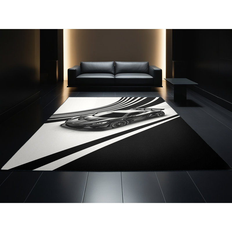 Tapis arc-en-ciel moderne et élégant lavable à la machine Kendari, 6 x 9