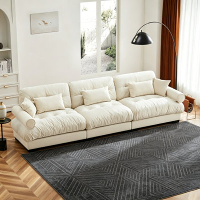Canapé modulaire de 130 po en velours modulaire nuage, repose-pieds et assise profonde, sans assemblage