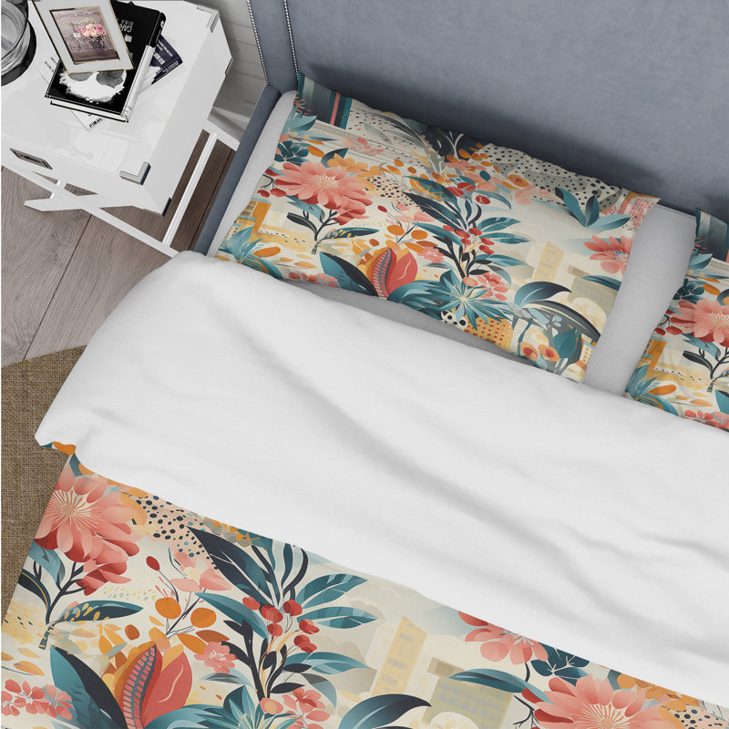 Ensemble de housse de couette Urban Jungle City, Housse de couette simple + 1 taie décorative stan
