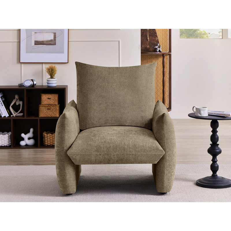 Fauteuil d'appoint rembourré Modern Chenille, Brun