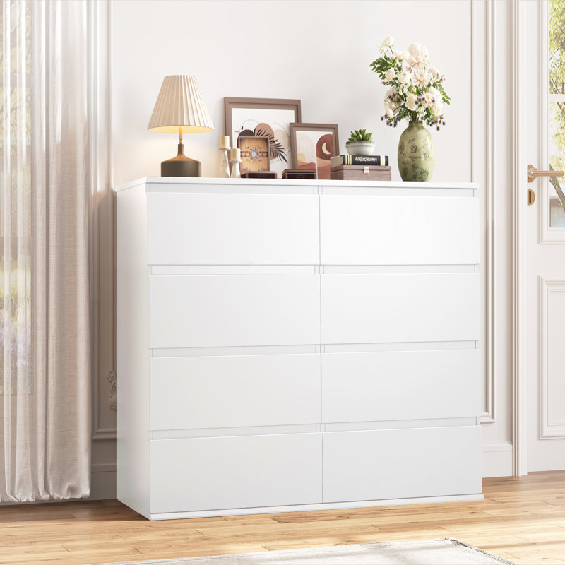 8 Drawer 41.3" W Wood Double Dresser