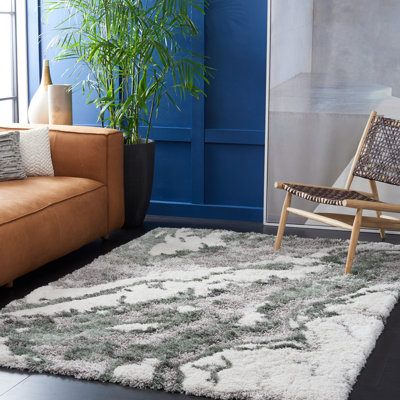 Abstract Grey/Green Area Rug