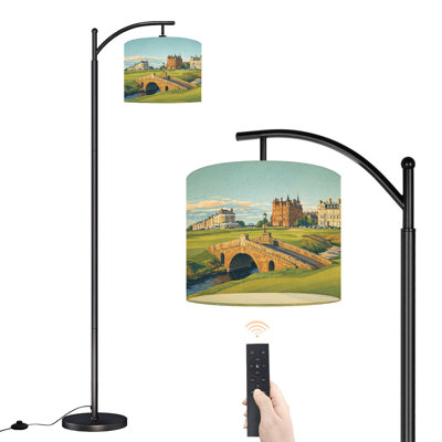 Lampe sur pied à arc avec abat-jour réglable célèbre pont Swilcan andrews Old Course Écosse sur pied 3 températures de couleur à intensité variable avec mât haut et interrupteur au pied pour la chambre à coucher