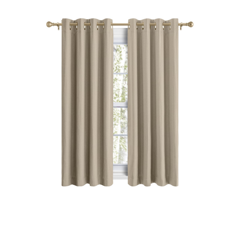 Cedarpoint Elegant Stripe Design Grommet Short Room Darkening Curtain Panels, 54" W x 45" L, Natural