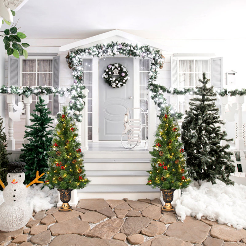 Sapin de Noël artificiel vert avec 40 lumières blanches, 60