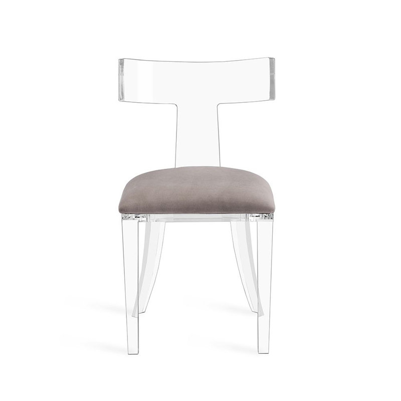 Nimbus Gray Velvet and Transparent Acrylic Side Chair