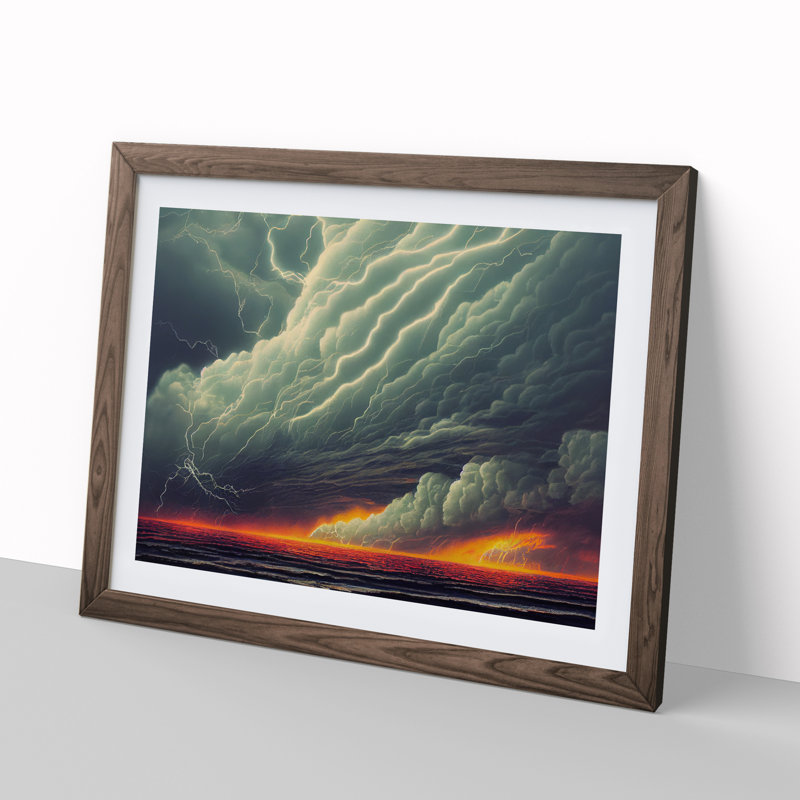 Thunderstorm Clouds Vol.2 1 Piece Single Picture Frame Wall Art, 46cm H x 64cm W x 2cm D, Walnut Framed