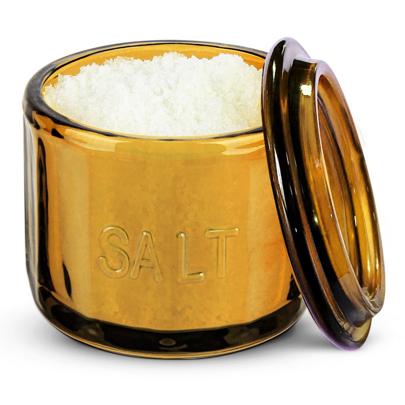 Salière en verre embossé 10 oz avec couvercle, Rétro