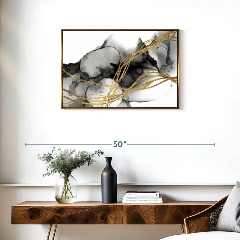 Matrice ondulée II, Cadre flottant doré, 31 po x 21 po