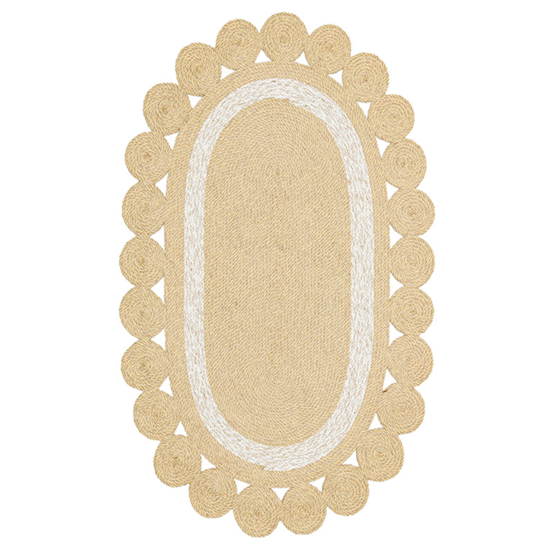 Elegant Hall Carpet, Cream Color, 39.4 x 59.1 inches | 100% Polypropylene, Jute & Recycled Cotton, No Pile, Flat Weave, Thickness: 0.2 inches | Durable, Easy to Clean with Vacuum & Spot Remover, Perfect for Any Room