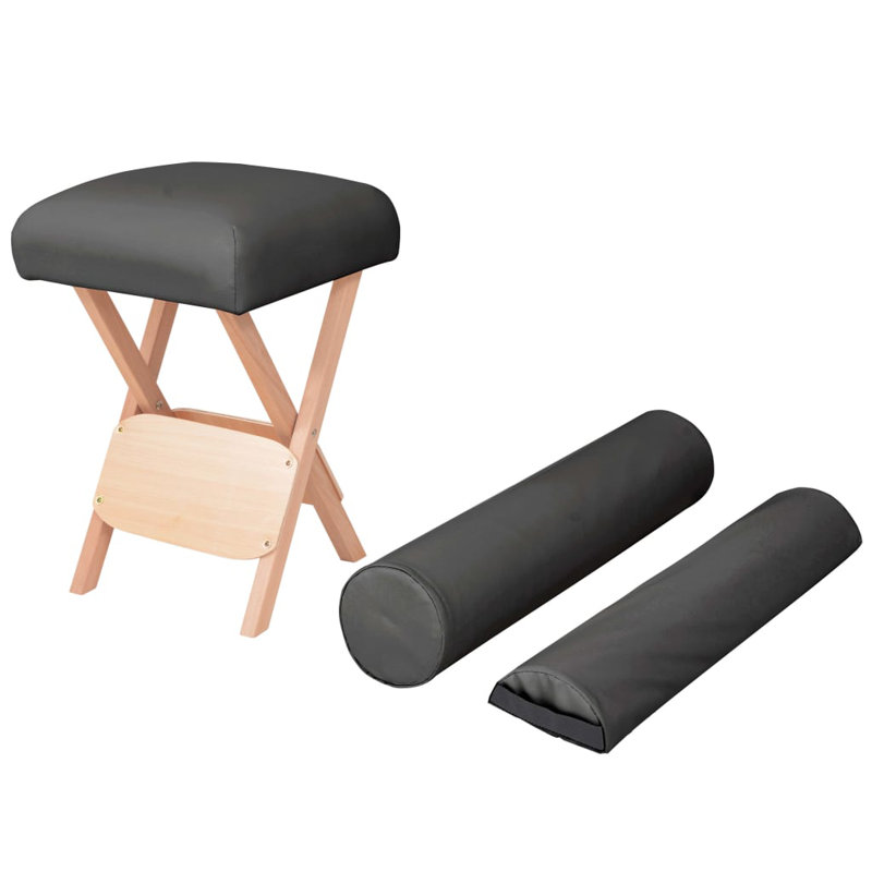 Menara Solid Wood Accent Stool, Black
