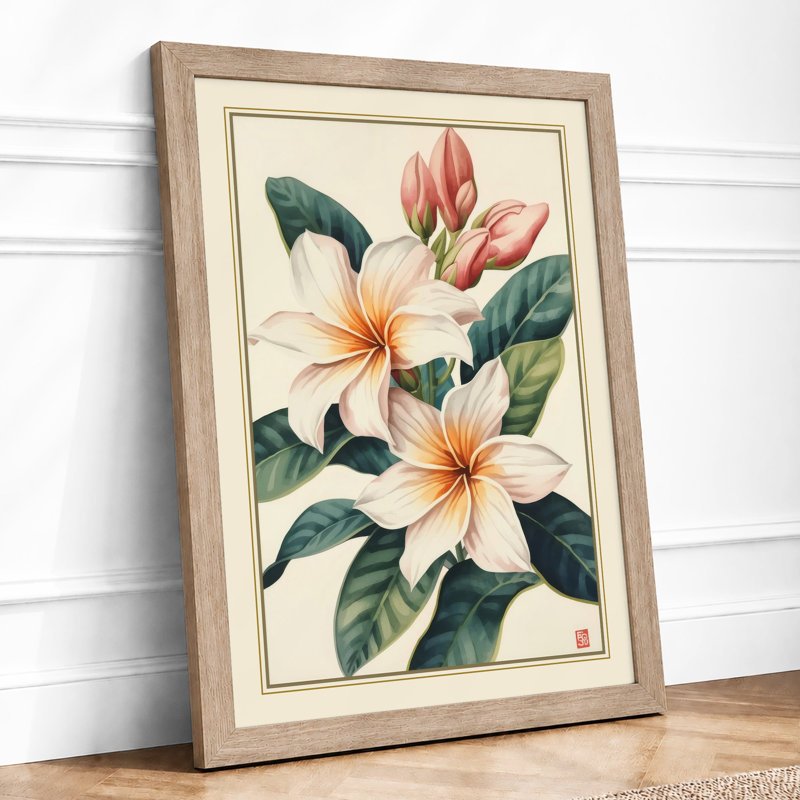 Cream Bloom Study Botanical - Framed Print, Oak, A3 - 42.0 x 29.7 cm