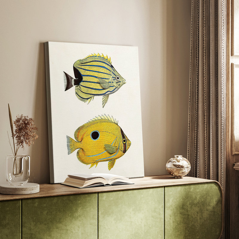 Poisson jaune et gris III - galerie Cavas sur mesure, H 36 po x l 24 po
