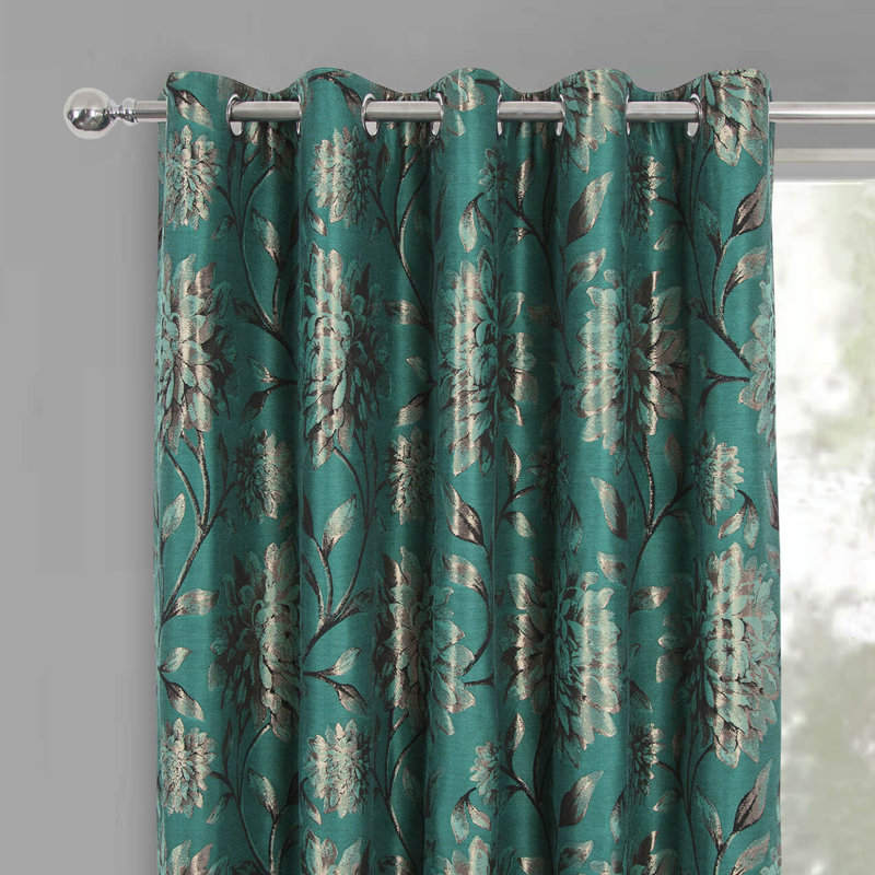 Amridean Fully Lined Eyelet Curtains, Green, 114 W x 137 D cm