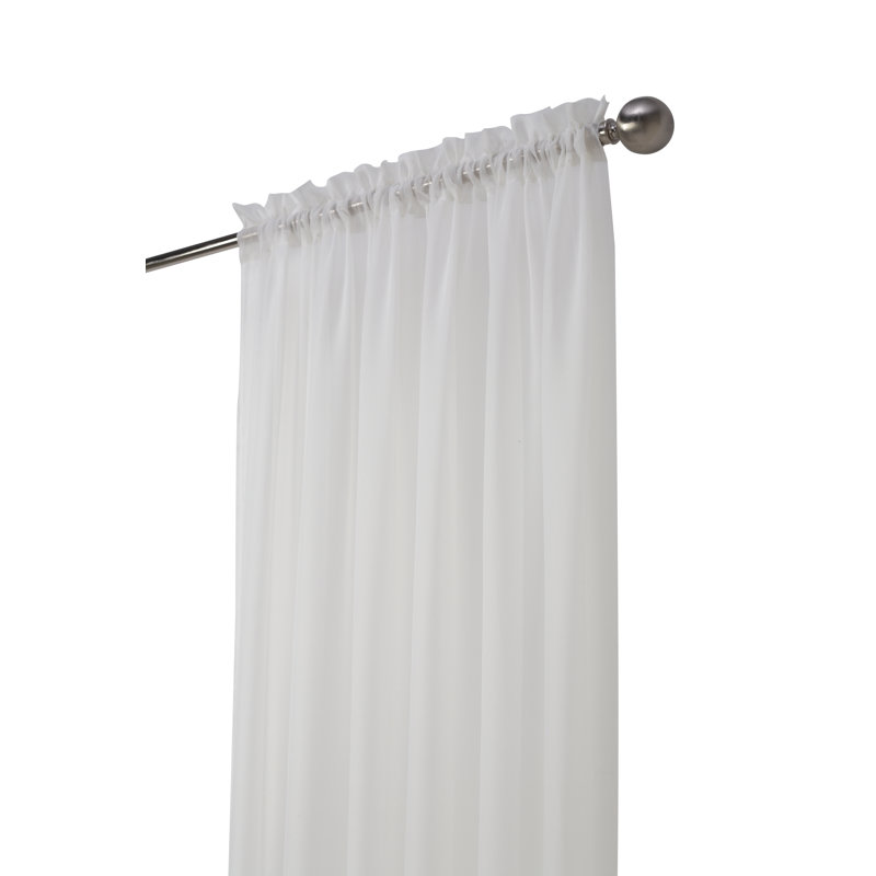 Mollie-Anne Solid Sheer Rod Pocket Single Curtain Panel, Eggshell, 104" W x 63" L