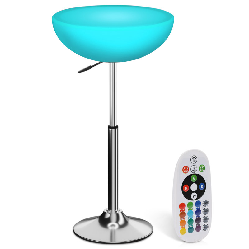 Cleethorpes Outdoor LED Rechargeable Light Up Bar Table Pub Table Adjustable Height w/Remote
