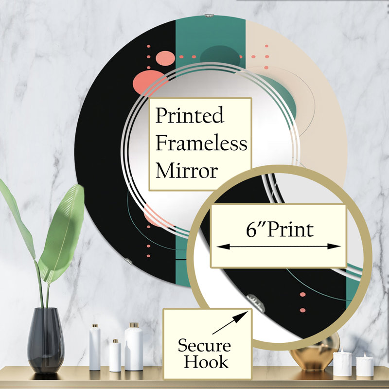 Chiffdale - Miroir mural rond moderne, 32 po x 32 po