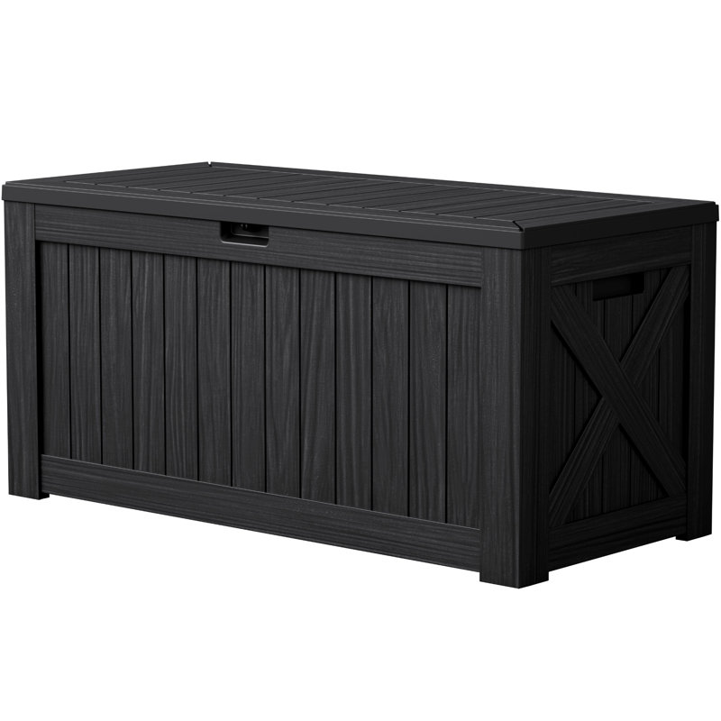 125 Gallons Water Resistant Lockable Deck Box, Black