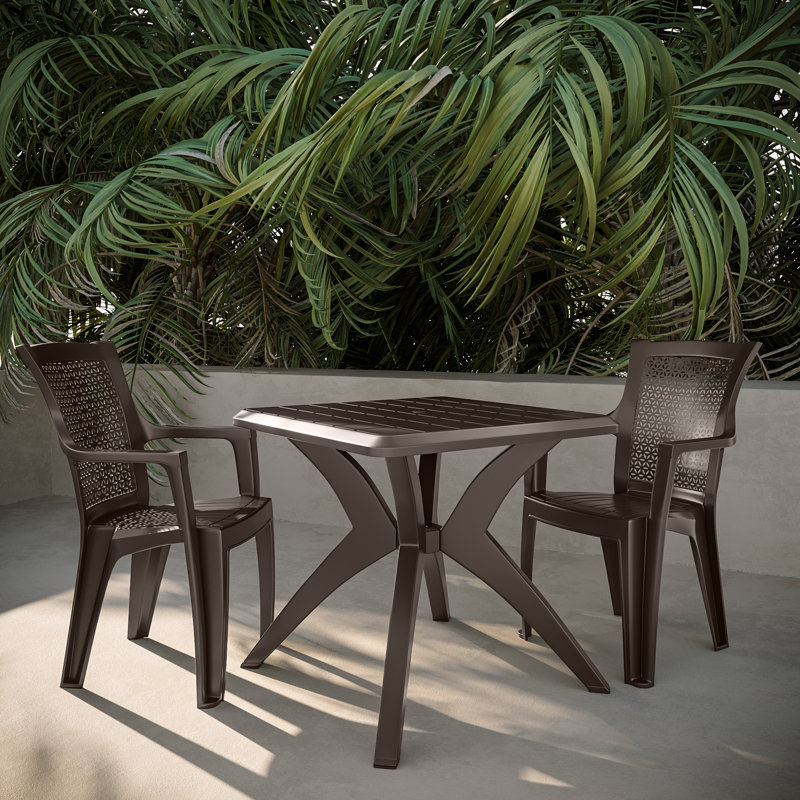 Ensemble bistro pour restaurant en plein air carré de 27,4 po L 2 personnes Bethalto, Globus brun