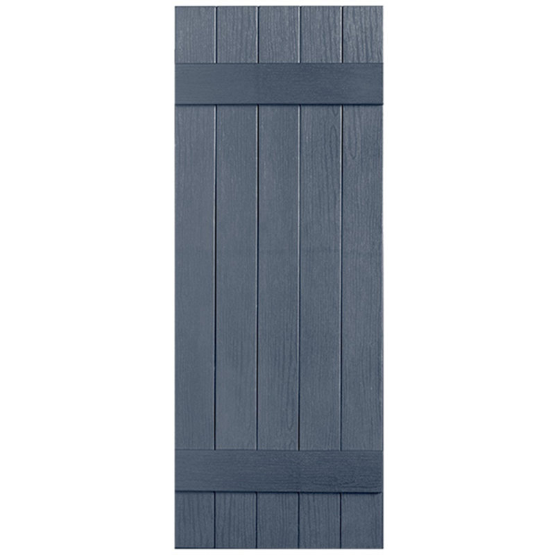 Paire de volets en vinyle fermés à deux lattes et cinq planches, 29 po, Indigo