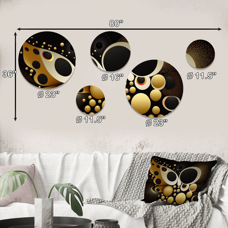 Golden Circular Universe II - Décoration murale géométrique moderne en métal