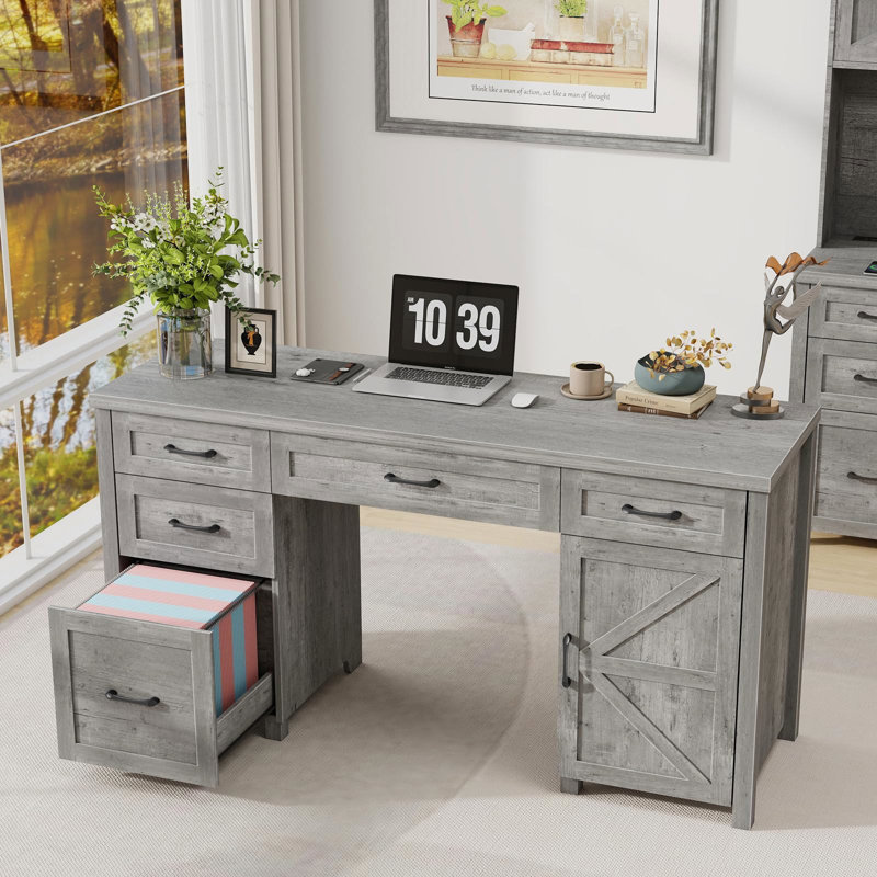Bureau de direction à 7 tiroirs Farmhouse, Gray